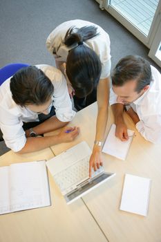 Top-view of business meeting