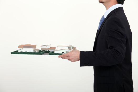 Man carrying architect model