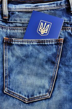 Ukrainian foreign passport in pocket