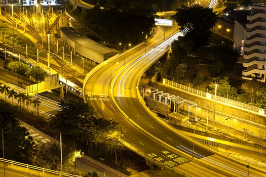 Traffic highway in Hong Kong at night