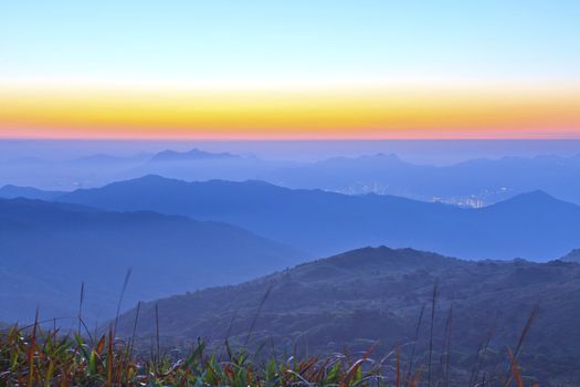 Mountain sunrise at dawn