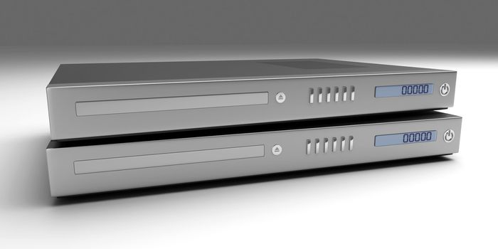 Two generic bluray / DVD devices. 3D rendered Illustration.  