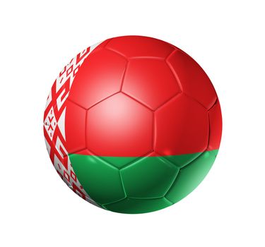 3D soccer ball with Belarus team flag. isolated on white with clipping path