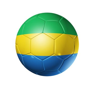 3D soccer ball with Gabon team flag. isolated on white with clipping path