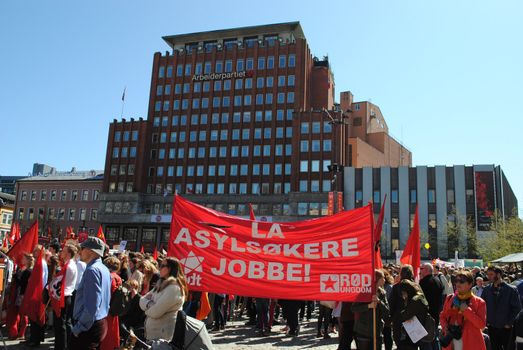 The Red Party demands working rights for asylum seekers during May 1st 2012 in Oslo.