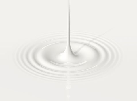 drop of milk splashing and making ripple. 3D illustration