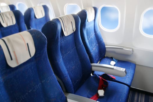 seat rows in an airplane cabin