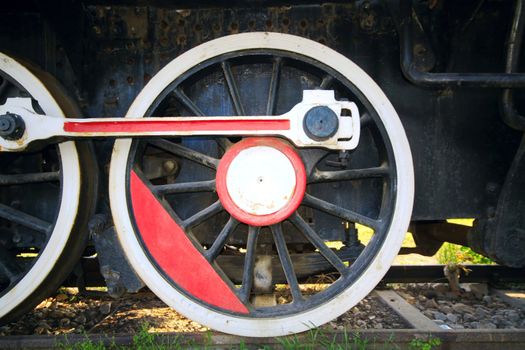 Old steam train wheel