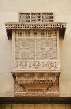 traditional carved wood window in cairo egypt
