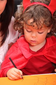 close-up of a little girl in costume