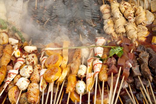 mixed chinese snacks cooking in shanghai china