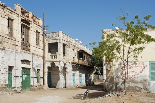 massawa old town street in eritrea