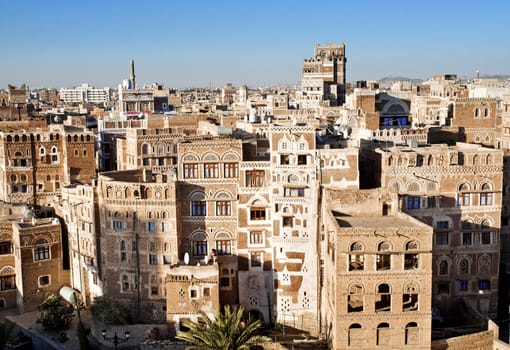 sanaa old town, yemen - traditional yemeni architecture