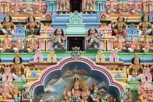 colorful hindu temple detail in singapore
