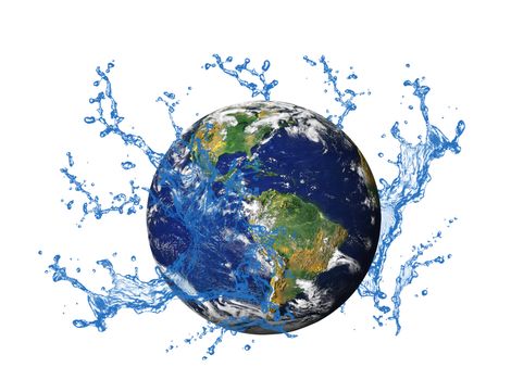 Our planet Earth is in a blue spray of clean water