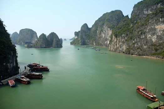 boats on halong bay in vietnam