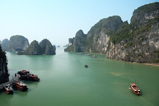 boats on halong bay in vietnam