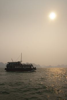 boat on halong bay in vietnam