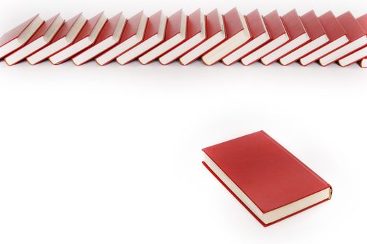 stack of red books isolated on white