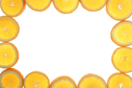 citrus fruits in slices forming a frame...........