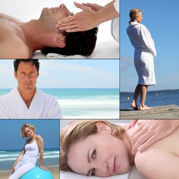 Wellbeing and massage themed collage