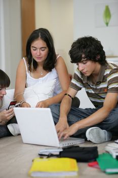 Teenagers in bedroom