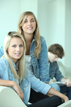 Group of three teenagers