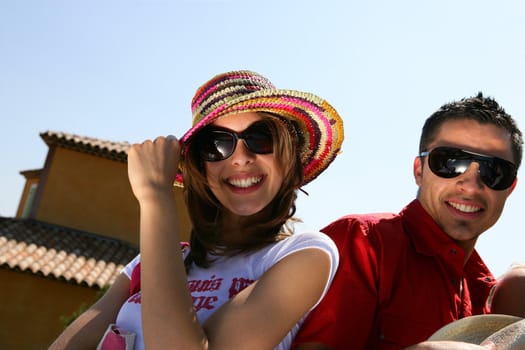 Couple in garden during summer