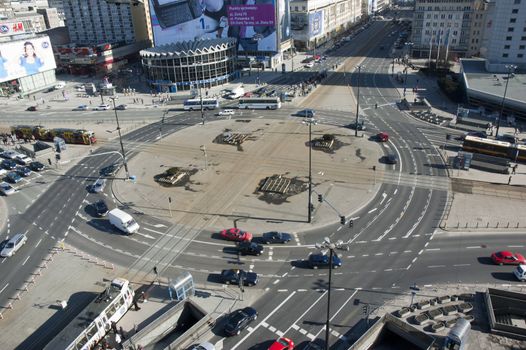 Roundabout in Warsaw - Al. Jerozolimskie and Marszalkowska