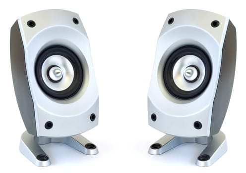 two speakers on white background