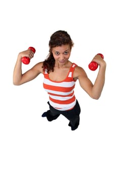 woman doing exercises with a dumbbell