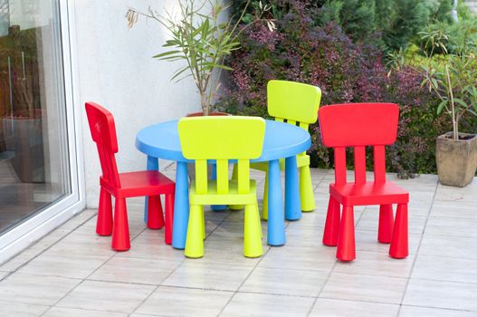 Children's chairs on the terrace