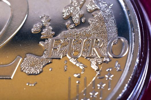 Closeup of coin 2 euro