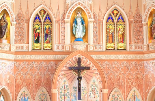 Inside of gothic style church, east of Thailand