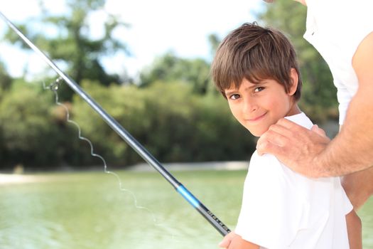 Father and son on fishing trip