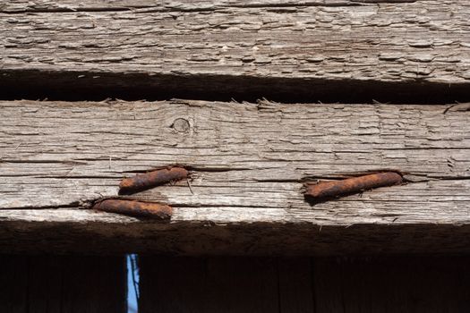 rusty nails in wood 