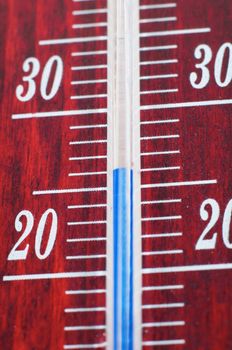 Closeup of brown mercury thermometer