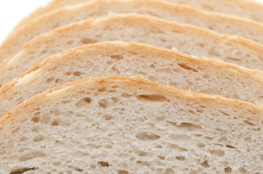 pieces of bread on a white background