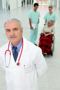 Hospital patient in wheelchair