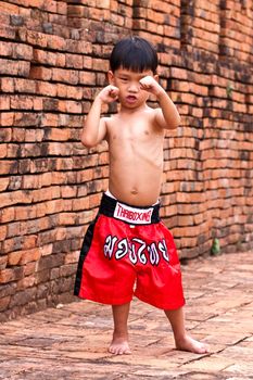 thai boxing letters on the pants and belt without banner but use calling name sport "muay thai"