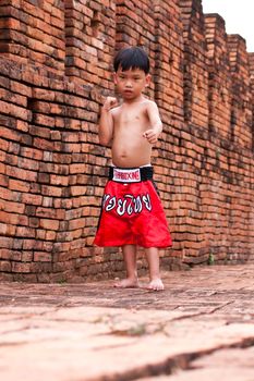 thai boxing letters on the pants and belt without banner but use calling name sport "muay thai"