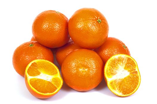 tangerines on white background