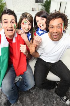 Four Italian football supporters