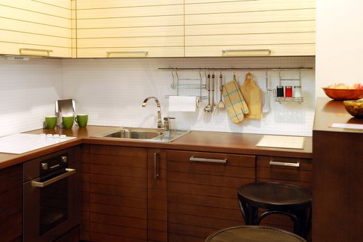 brown wooden kitchen