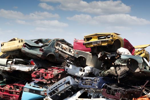 junk yard with old cars