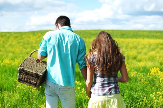 lovers hug on picnic close up portrait