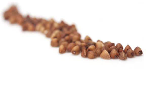 buckwheat on white background. close