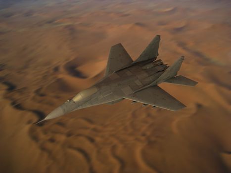 War Fighter Mig above Lybian Desert