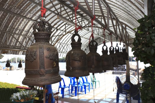 Bell at Wat Sman Rattanaram in Chachoengsao province at thailand.