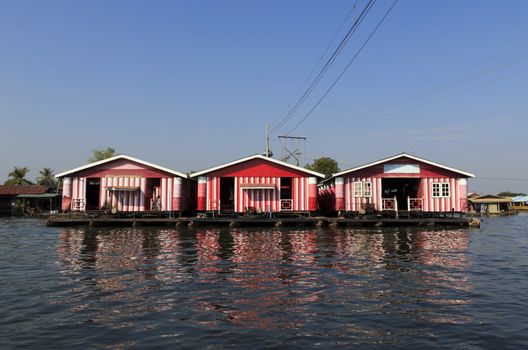 Floating house on the Kwai river Kanjanburi, Thailand 